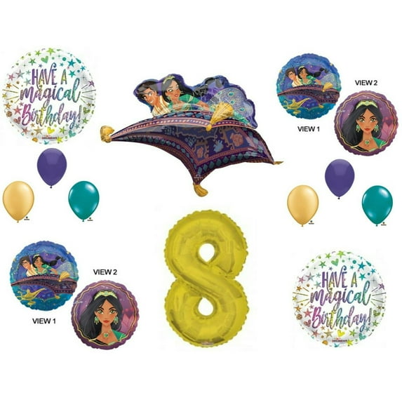 Aladdin 8th Birthday Party Balloons Decorations Supplies Jasmine Gold