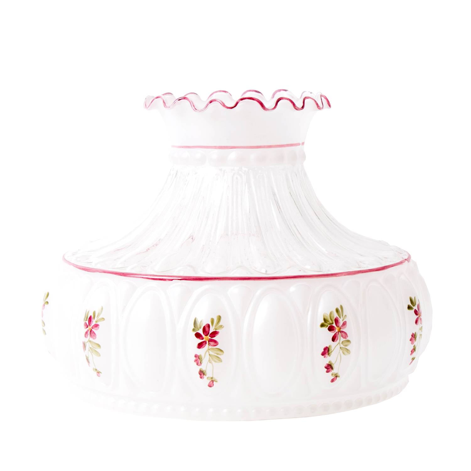 Aladdin Amethyst Rose Flower Glass Oil Lamp Shade Clear Top 10 inch