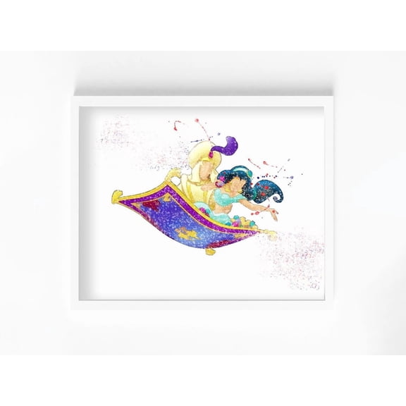 Aladdin And Jasmine Print, Unframed Paper Poster 8x10in