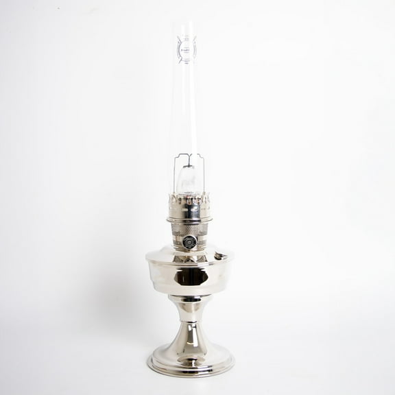 Aladdin Chrome Table Oil Lamp, Indoor Emergency Lighting Fuel Table Lamp, Chrome-Plated Bowl with Nickel Burner