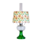 Aladdin Clear Over Emerald Lincoln Drape Table Oil Lamp with Summer Sunflower Shade Nickel Trim