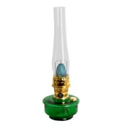 Aladdin Genie III Oil Lamp, Indoor Emergency Lighting for Shelf, Table or Hanging, Emerald Green Glass Bowl with Brass Burner