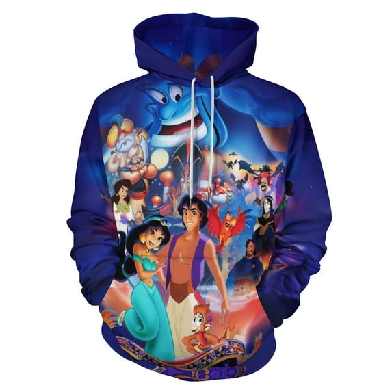 Aladdin Hoodie 3D Print Pullover Hooded Long Sleeve Sweatshirts Tops Blouse with Pocket for Mens Womens