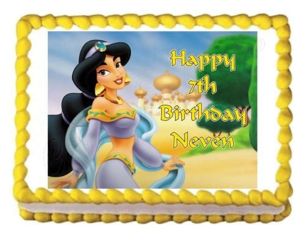 Amazon.com: YCKens Happy Birthday Cake Topper for Jasmine Birthday Cake  Decorations with Jasmine, Magic Lamp, Flying Carpet, Arabian Princess Party  Supplies for Kids Party Favors : Grocery & Gourmet Food