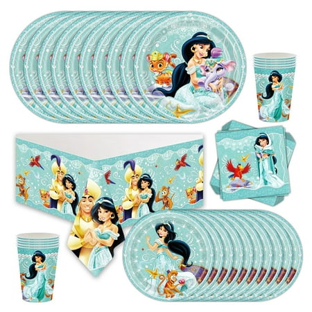 Aladdin Jasmine Party Supplies Set Plates Cups Tablecloth Napkins Birthday Decor Theme Party