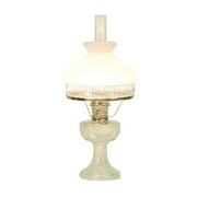 Aladdin Lincoln Drape Oil Lamp, Clear Glass Indoor Fuel Lamp with White Glass Shade, Brass Trim