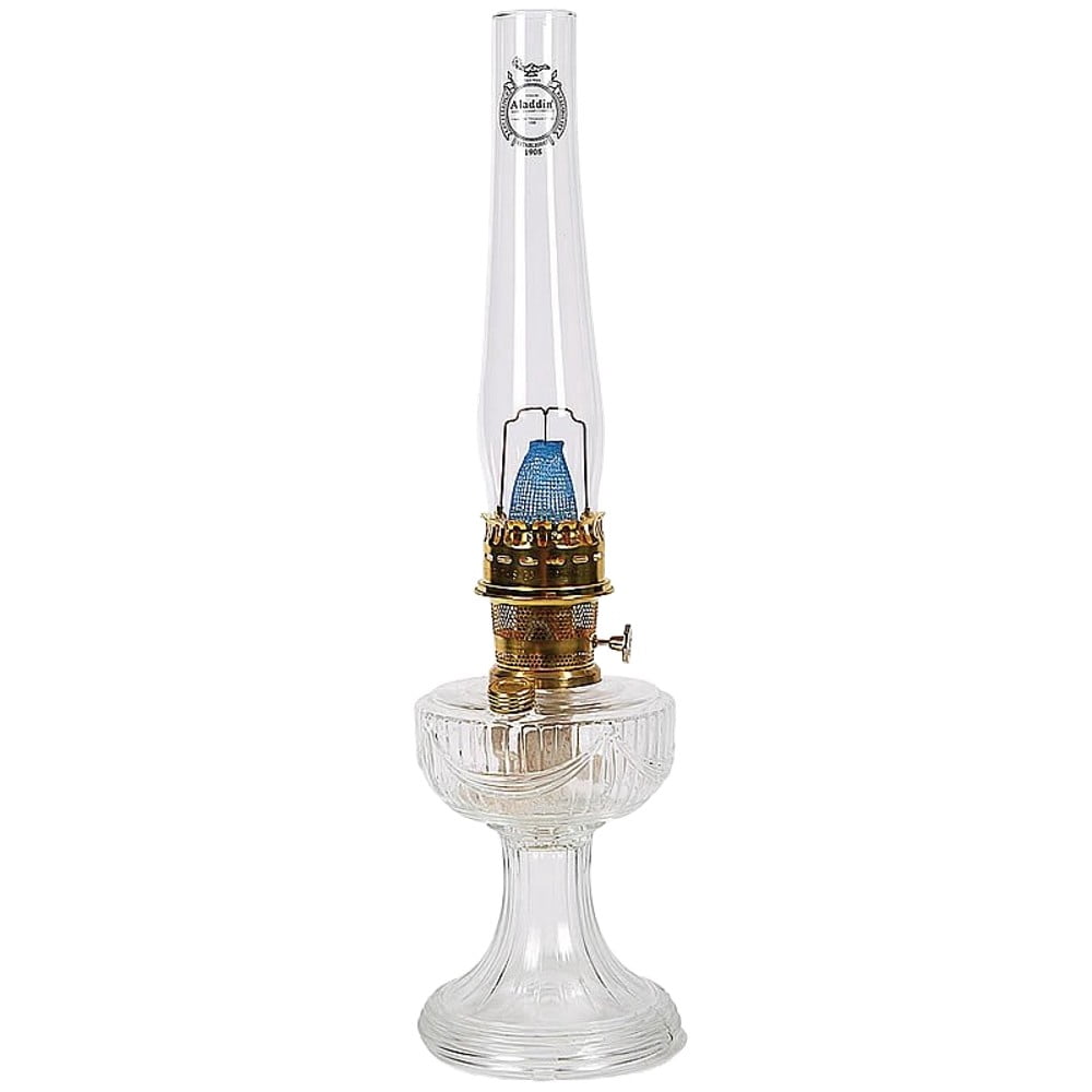 Aladdin Clear Glass Oil Lamp with Brass Trim, 24-inch