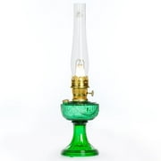 Aladdin Lincoln Drape Oil Lamp - Traditional Classic Indoor Oil or Kerosene Fuel Lamp, Bright White Light, Glass with Brass Trim, Emerald Green