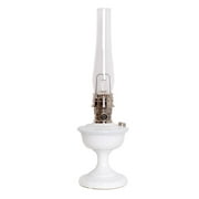 Aladdin Milk Glass Oil Lamp, Alexandria Model with NIckel Aladdin Burner, Wick, Glass chimney and Mantle