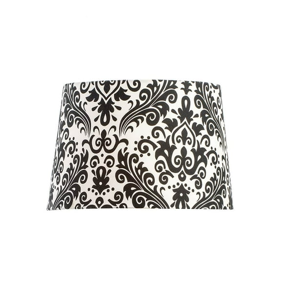 Aladdin Oil Lamp Shade, Cloth, 12 inch Base Fitter Lampshade, Black and White Damask Print