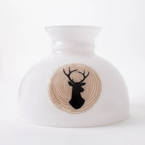Aladdin Oil Lamp Shade - Student Design Glass Lampshade with 10 Inch Base Fitter, Deer on White Background