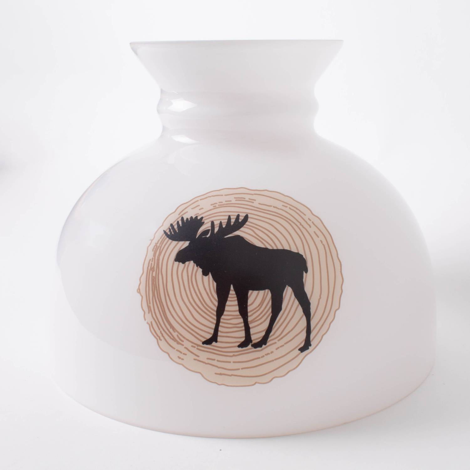 Aladdin Oil Lamp Shade - Student Design Glass Lampshade with 10 Inch Base Fitter, Moose on White Background