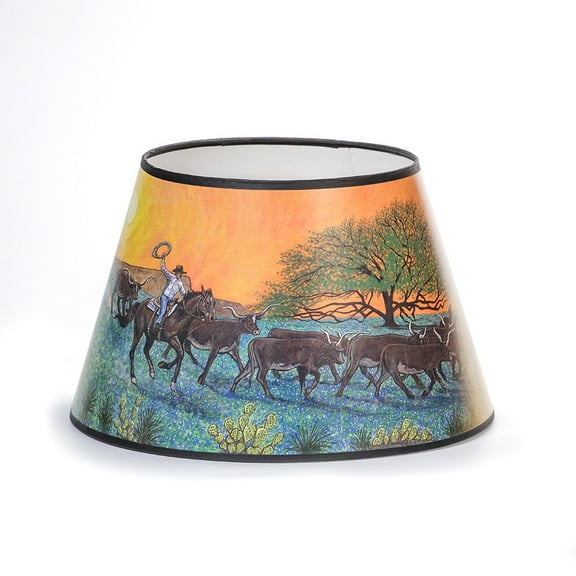 Aladdin Parchment Oil Lamp Shade, 14 inch Base Fitter, Ride into the Sunset Design
