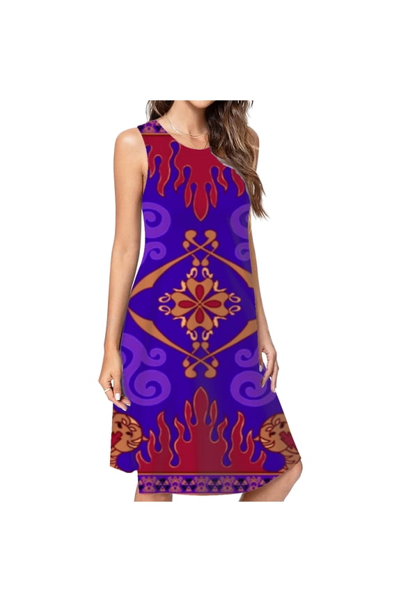 Aladdin'S Magic Lamp Spring Summer Dresses For Women Fashion Dress Casual Sleeveless Loose Sundress With Pockets