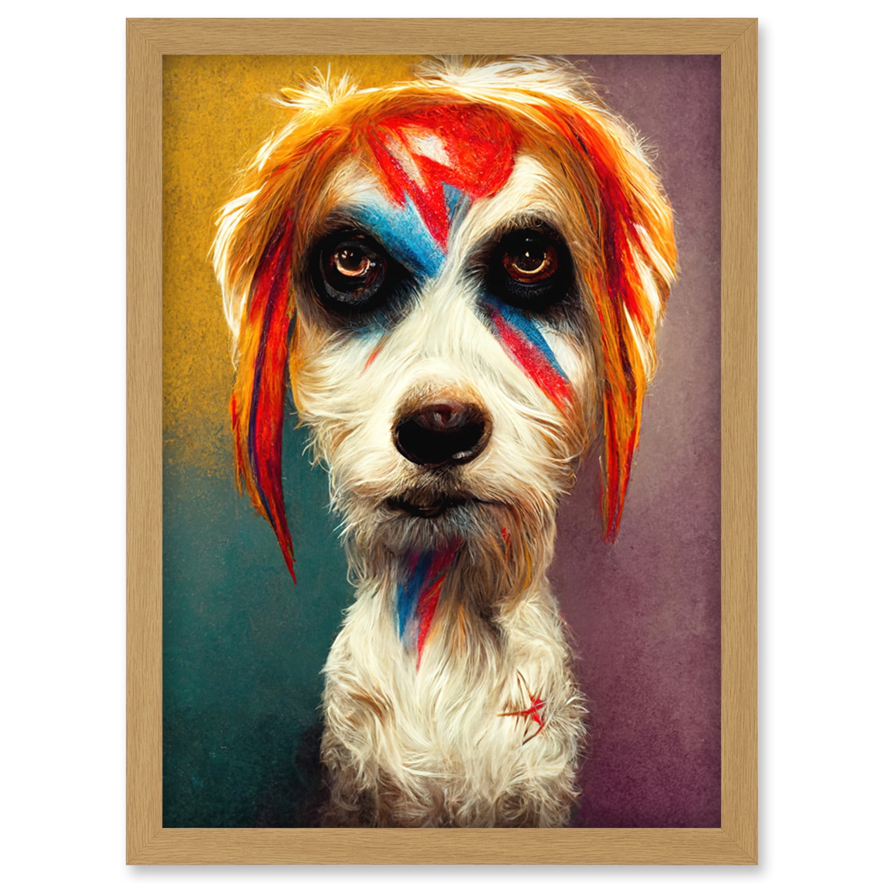 Aladdin Sane Ziggy Stardust Terrier Dog Fun Quirky Painting Artwork ...