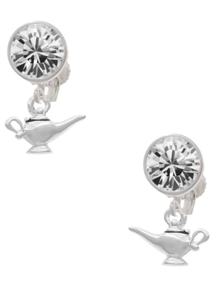 Aladdin's Lamp Clear Crystal Clip On Earrings