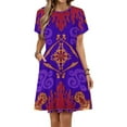 thumbnail image 1 of Aladdin's Magic Lamp Dress Fashion Beach Short Sleeve Dresses Female Party Printed Sundress, 1 of 7