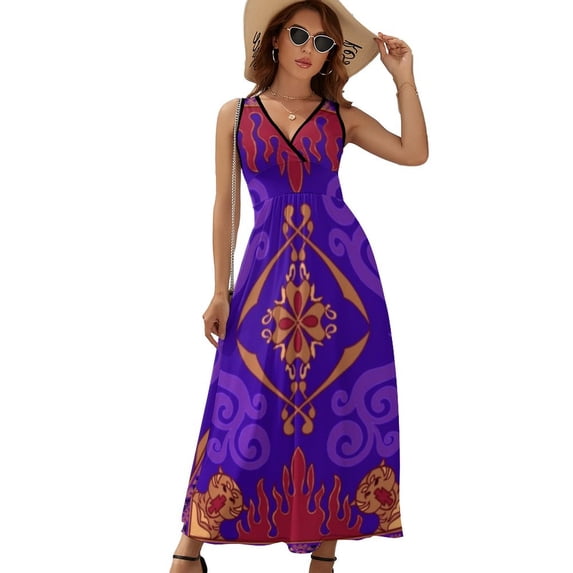 Aladdin's Magic Lamp Dress Fashion Boho Beach Long Dresses Female Party Printed Maxi Dress