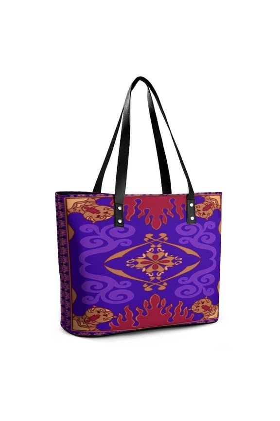 Aladdin's Magic Lamp Woman Leather Handbags Large Tote Bag Fashion Portable Handbags With Zipper