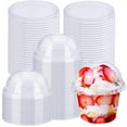 Alaeseje 50 Pack 8oz Disposable Clear Plastic Cups with Dome Lids,PET