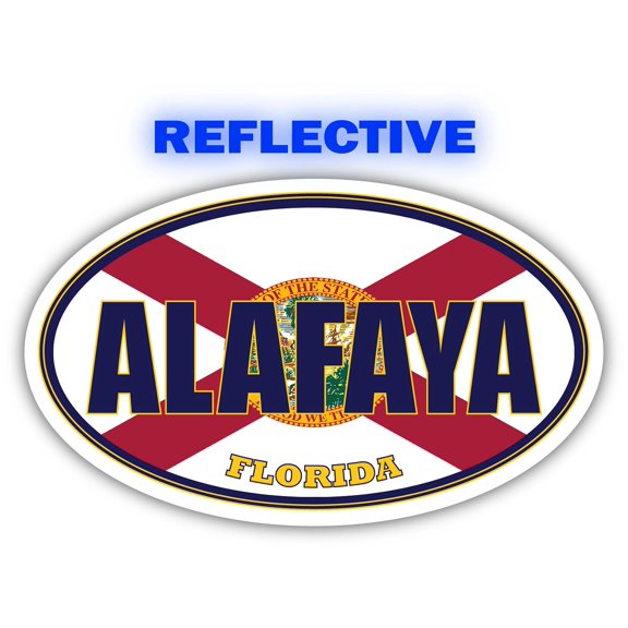 Alafaya City Florida State Flag | FL Flag Orange County Oval State Colors Reflective Sticker Car Decal 3x5 inches