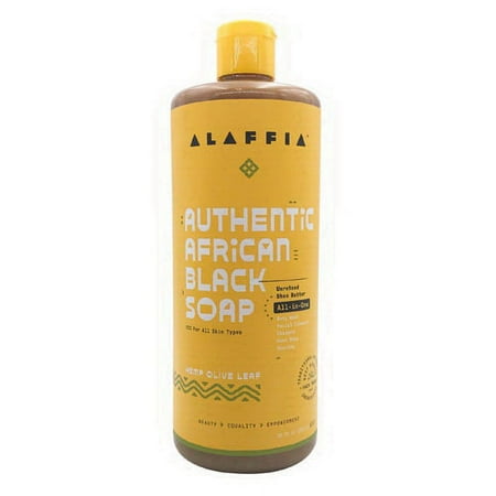 Alaffia Authentic African Black Soap All In One, Hemp Olive Leaf, 16 Oz, 3 Pack