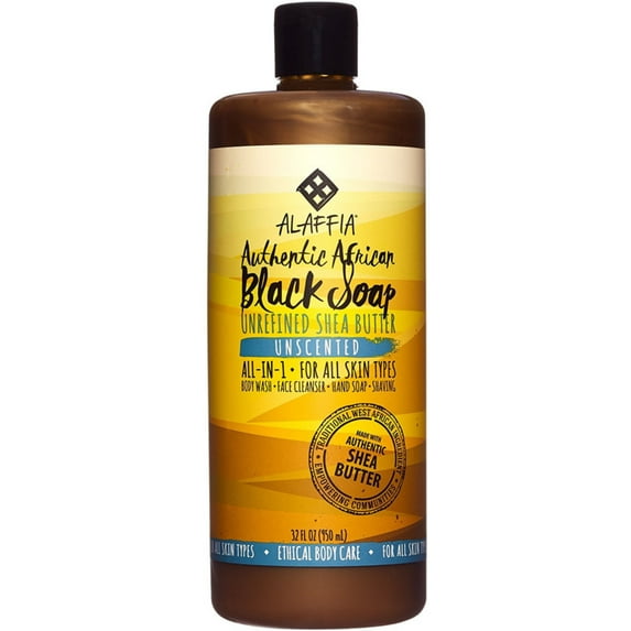 Alaffia Authentic African Black Soap All-In-One, Unscented 32 fl oz