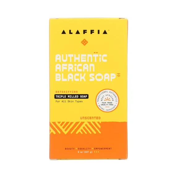 Alaffia Authentic African Black Soap Unscented, 8 oz..