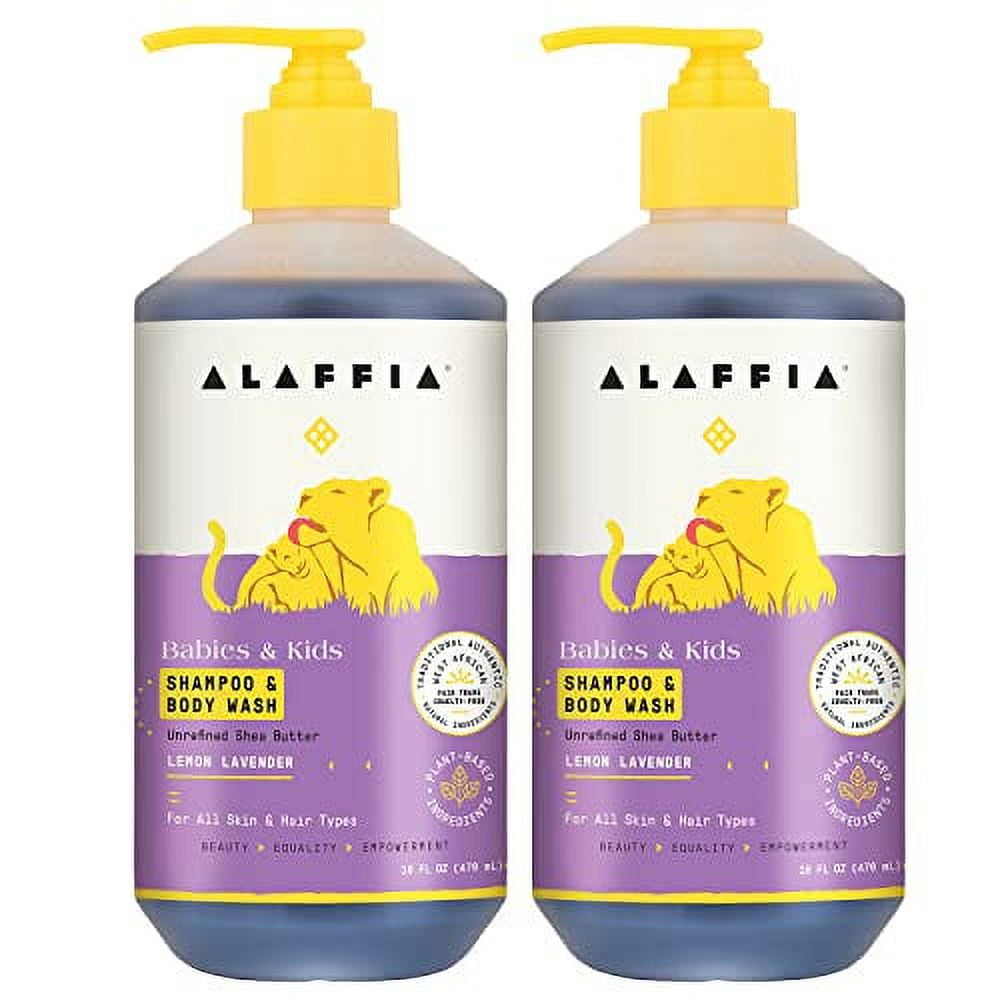 Alaffia Babies and Kids Bubble Bath, Gentle Bath Essentials for Delicate Skin, Plant Based Formula, Paraben & Sulfate Free, Vegan, Long-Lasting Bubbles, Lemon Lavender, 2 Pack 16 Fl Oz Ea
