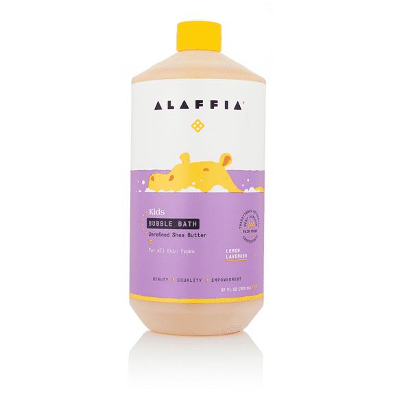 Alaffia Babies & Kids Bubble Bath, Lemon Lavender, Pump Included  Gentle Cleanser with Raw Shea Butter and Lemon Balm, 32 Fl Oz