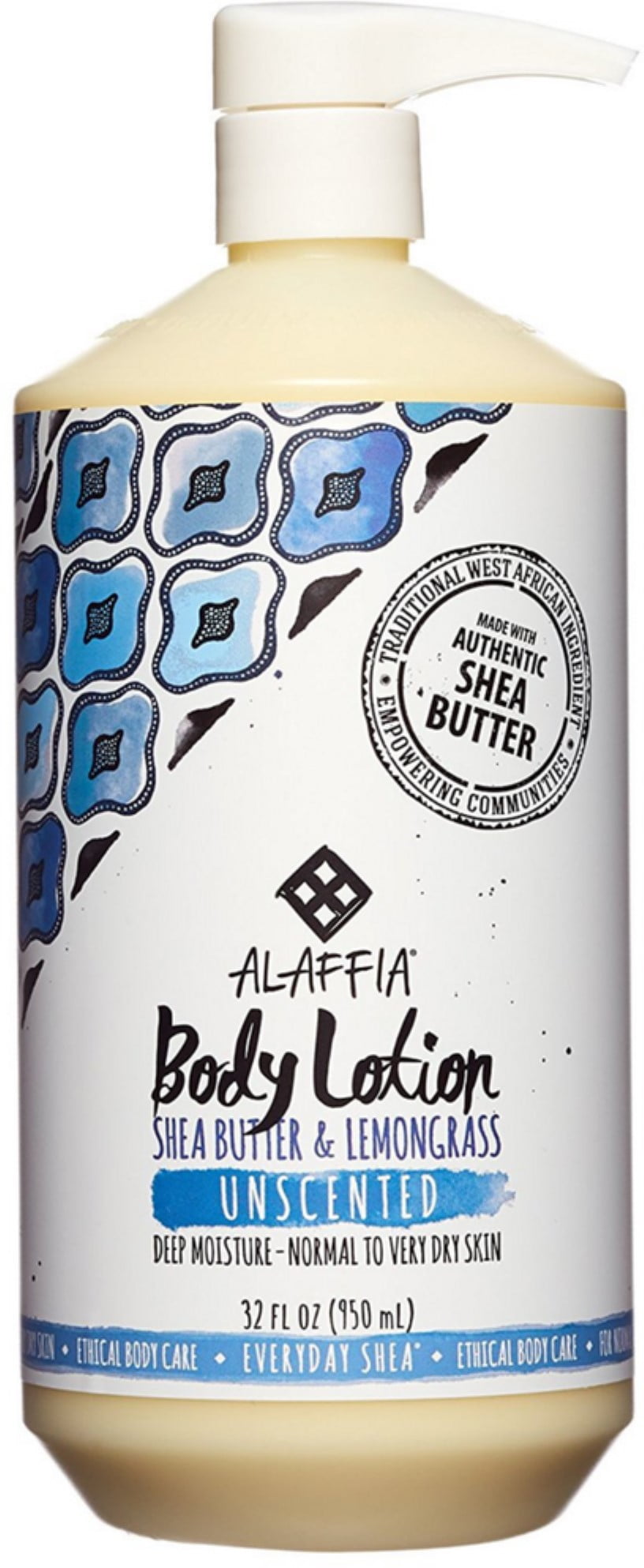 Alaffia EveryDay Shea - Moisturizing Shea Butter Body Lotion, Unscented 32 oz (Pack of 2)