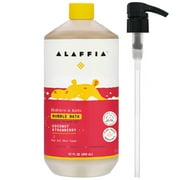 Alaffia Babies & Kids Bubble Bath, Coconut Strawberry, Pump Included   Gentle Cleanser with Raw Shea Butter and Hibiscus, 32 Fl Oz