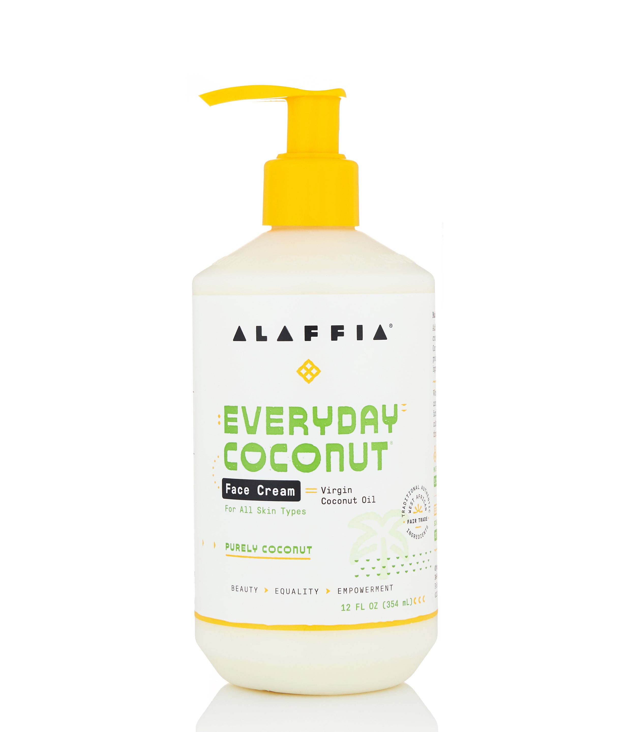Alaffia Everyday Coconut Face Cream for All Skin Types, Purely Coconut, 12 fl oz