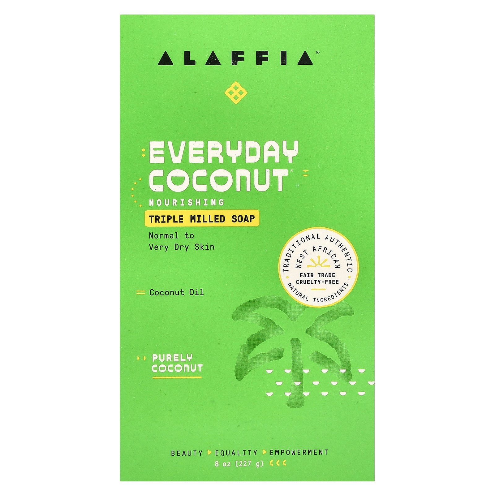 Alaffia Everyday Coconut, Triple Milled Soap Bar, Purely Coconut, 8 oz (227 g)