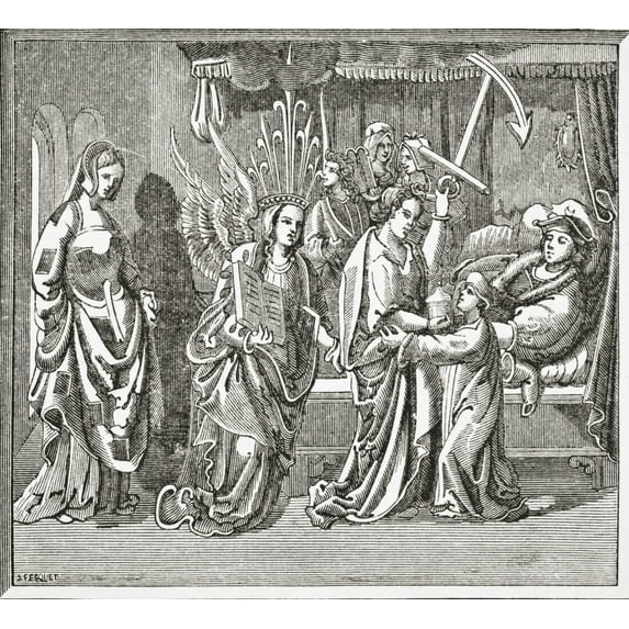 Alain Chartier Comforted By Hope After A Miniature From The Triumph Of Hope Allegory On The Political Events In The Re 1