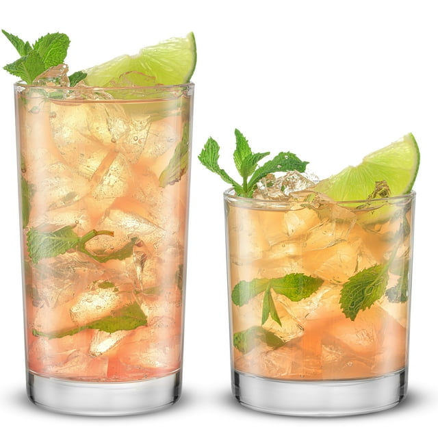 Alain 8pc Set of Highball & Double Old Fashion Drinking Glasses for