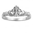 thumbnail image 1 of Alaina: 0.765ct Heart cut Russian Ice on Fire CZ Claddagh Ring 925 Silver sz 10.5, 1 of 1
