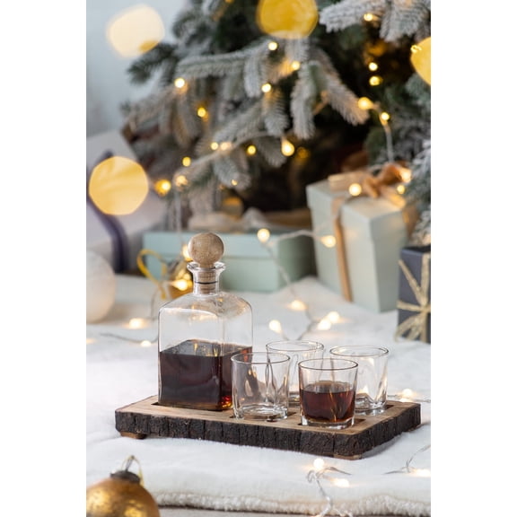 6-Piece Bar Set  Complete Drinkware Set with Mango Wood Stand for Home Bar & Entertaining