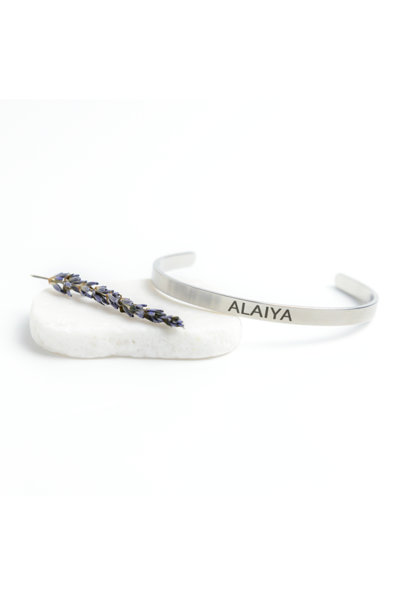 Alaiya Bracelet - Gifts for Alaiya - Personalized Cuff Bangle for Women Color: Silver