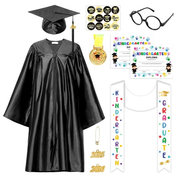 Alaiyaky Preschool and Kindergarten Unisex Matte Kindergarten Graduation Gown Cap Tassel Set 2025 with Stole 2025 Tassel and Certificate