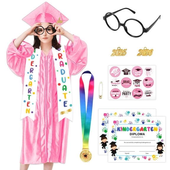 Alaiyaky Preschool Kindergarten Graduation Cap and Gown with Tassel & Certificate for Toddler Kids