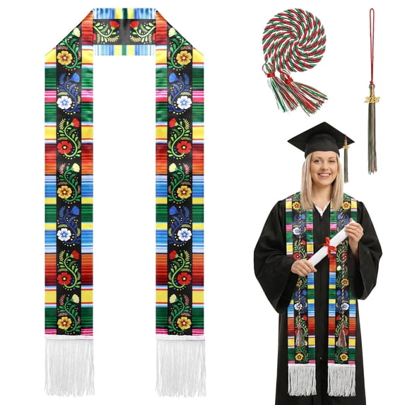 Alaiyaky 3 Pcs Mexican Graduation Stole Set Senior 2026 Graduation Honor Stole for Adult Unisex College Graduation's Day Grad Celebration