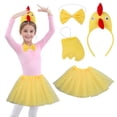 thumbnail image 1 of Alaiyaky 4Pcs Chicken Animal Costume Set 3D Chick Headband With Beak Bowtie Yellow Tutu Skirt Tail for Easter Halloween Christmas Cosplay Party, 1 of 7