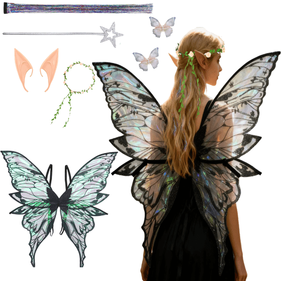 Alaiyaky 6Pcs Fairy Wings for Adults, Butterfly Wings for Women, Halloween Costume Angel Wings disfraz de Halloween, alas de ángel para mujer