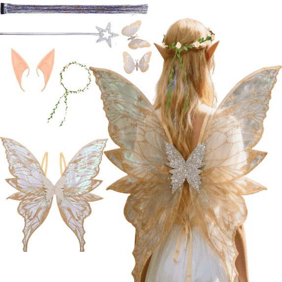 Alaiyaky 6Pcs Fairy Wings for Adults, Butterfly Wings for Women, Halloween Costume Angel Wings disfraz de Halloween, alas de ángel para mujer
