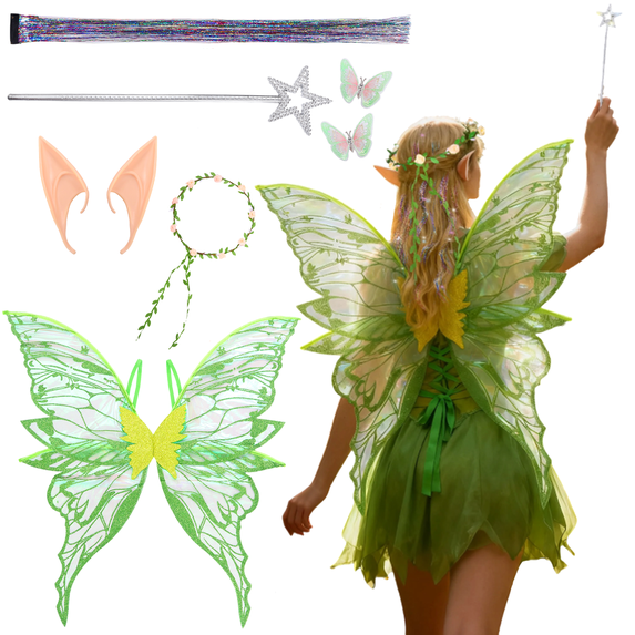 Alaiyaky 6Pcs Fairy Wings for Adults, Butterfly Wings for Women, Halloween Costume Angel Wings disfraz de Halloween, alas de ángel para mujer