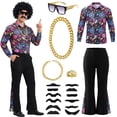 thumbnail image 1 of Alaiyaky 70s Disco Outfit Men Disco Costume Set Men with Shirt Flared Pants Accessories 1970s Fancy Dress for Adults Hippie Costume for Halloween Carnival Party, 1 of 8