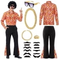 thumbnail image 1 of Alaiyaky 70s Disco Outfit Men Disco Costume Set Men with Shirt Flared Pants Accessories 1970s Fancy Dress for Adults Hippie Costume for Halloween Carnival Party, 1 of 7