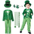 thumbnail image 1 of Alaiyaky 8 Pcs St. Patrick's Day Leprechaun Costume St. Patrick's Day Outfit with Jacket Pants Hat Bow Tie Shamrock Necklaces Glassesfor Irish Cosplay, 1 of 7