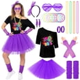 thumbnail image 1 of Alaiyaky 80s Costume Accessories Set for Women – 80s Fnacy Dress Outfit with 'I Love The 80s' T-Shirt, Tutu Skirt, Neon Accessories for 1980s Theme Party, Hen Do, Festival, 1 of 7